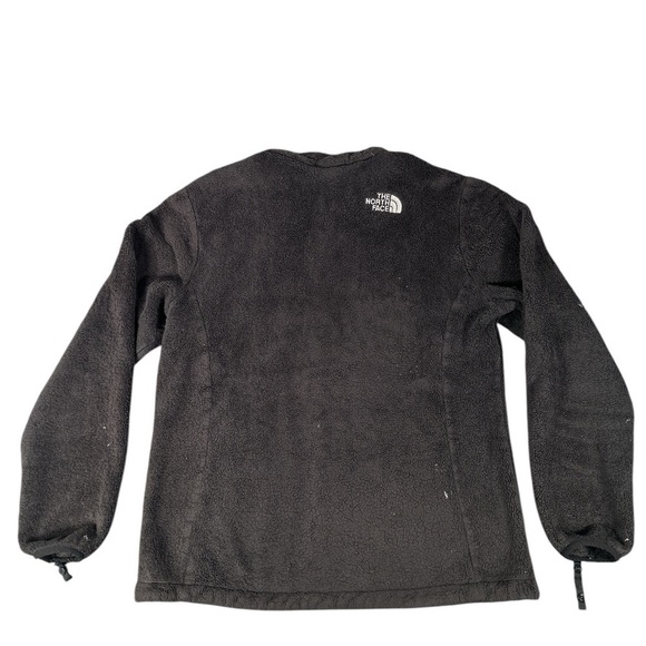 The North Face Womens Black Zip Fleece Jacket Fuzzy Fleece Sz Medium Distressed - Picture 5 of 5